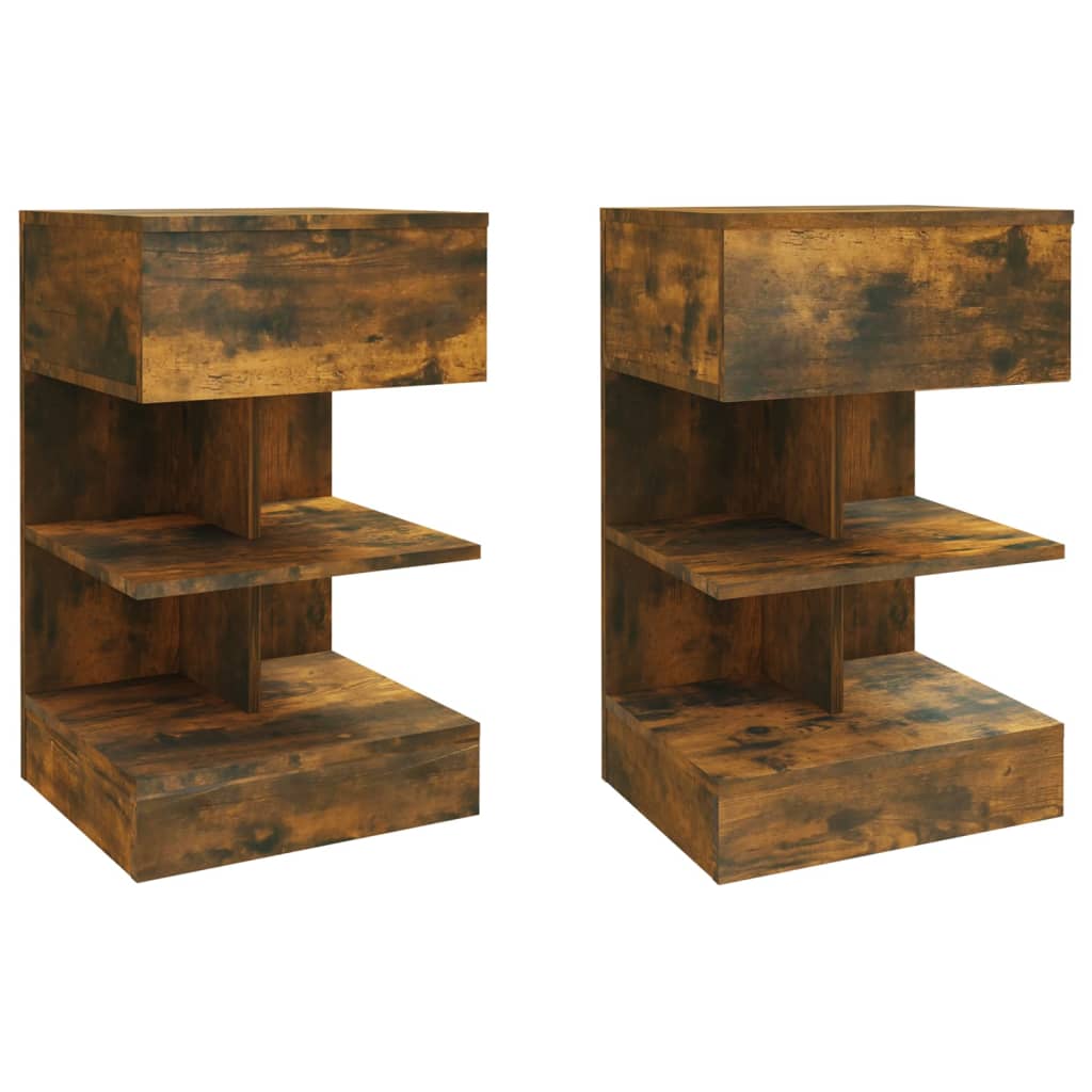 Tables de chevet 2 pcs Chêne fumé 40x35x65 cm Bois d'ingénierie