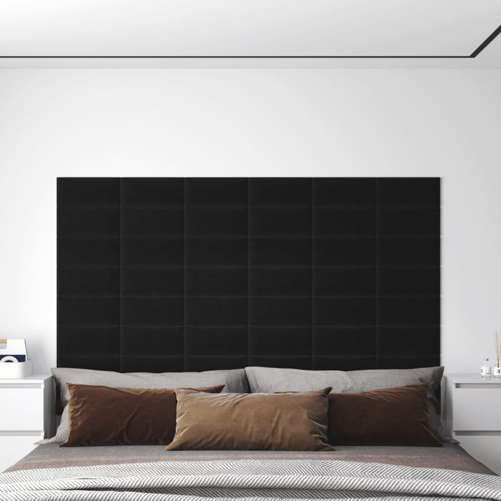 Panneaux muraux 12 pcs Noir 30x15 cm Tissu 0,54 m²