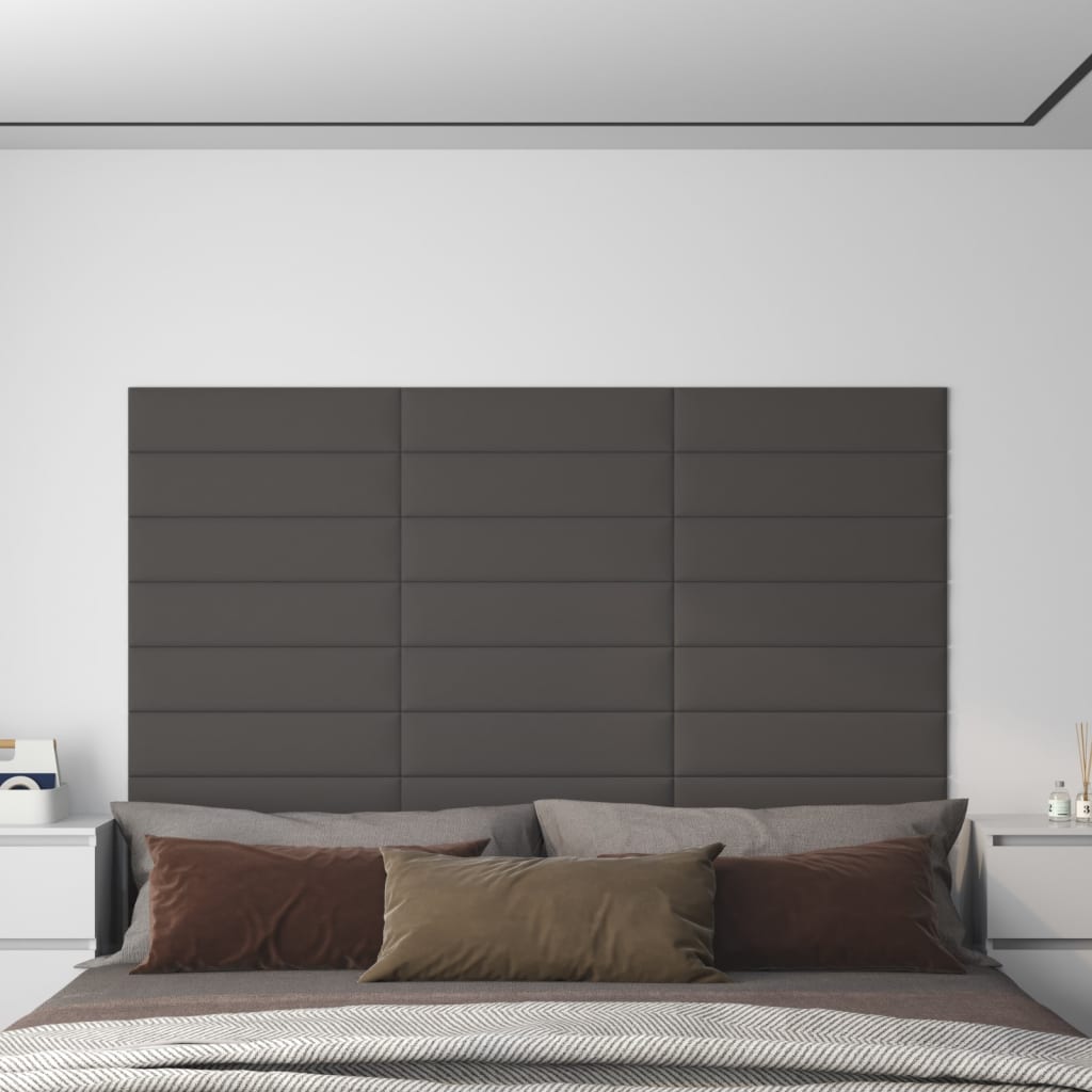 Panneaux muraux 12 pcs Gris foncé 60x15 cm Tissu 1,08 m²