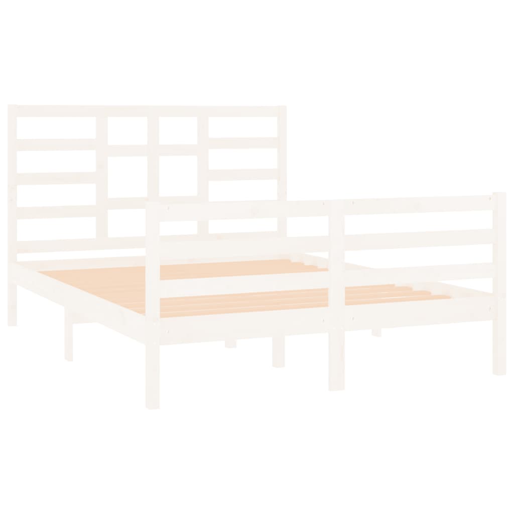 Cadre de lit Blanc Bois massif 135x190 cm Double