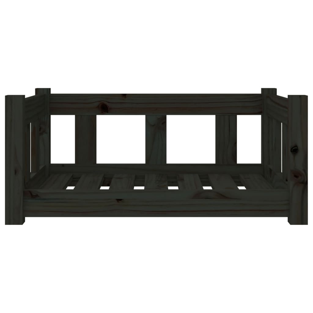 Lit pour chien Noir 65,5x50,5x28 cm Bois de pin solide