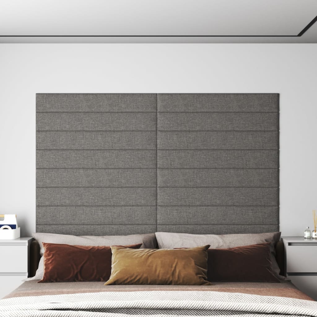 Panneaux muraux 12 pcs Gris clair 90x15 cm Tissu 1,62 m²
