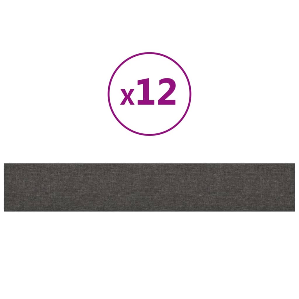 Panneaux muraux 12 pcs Gris foncé 90x15 cm Tissu 1,62 m²