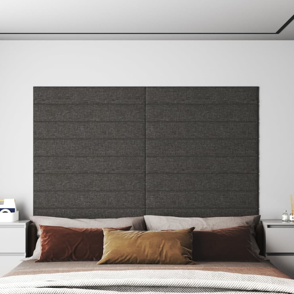 Panneaux muraux 12 pcs Gris foncé 90x15 cm Tissu 1,62 m²