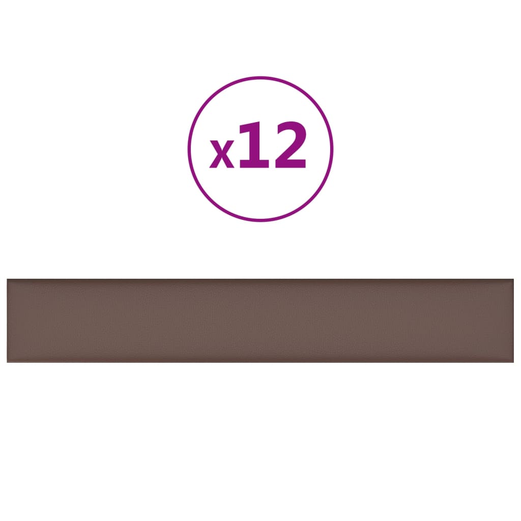 Panneaux muraux 12 pcs Marron 90x15 cm Similicuir 1,62 m²