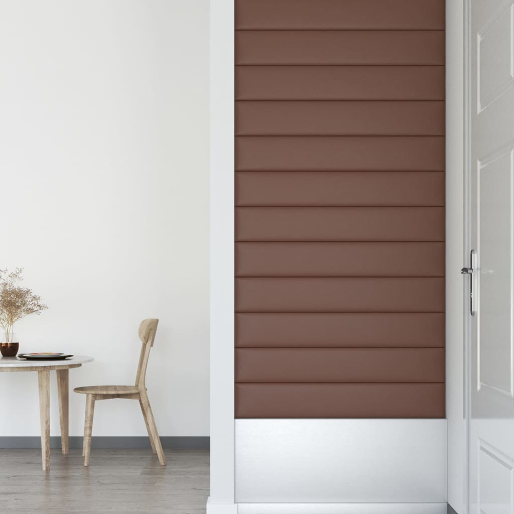 Panneaux muraux 12 pcs Marron 90x15 cm Similicuir 1,62 m²