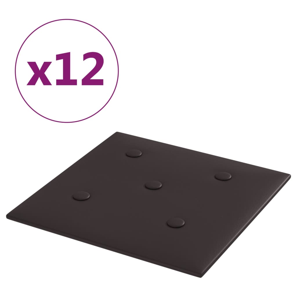 Panneaux muraux 12 pcs Noir 30x30 cm Similicuir 1,08 m²