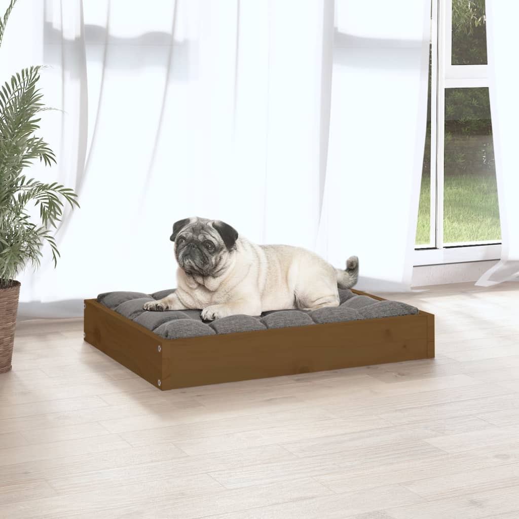 Lit pour chien Marron miel 61,5x49x9 cm Bois de pin solide