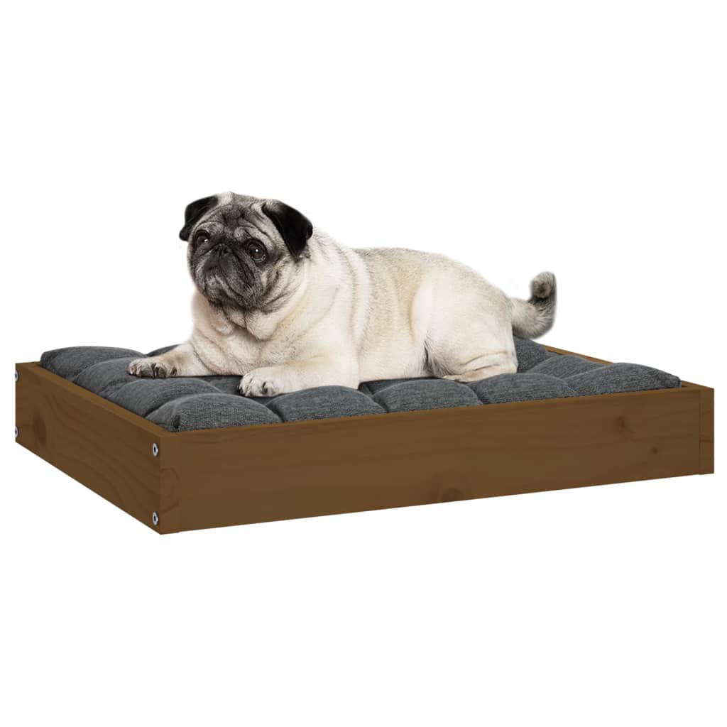 Lit pour chien Marron miel 61,5x49x9 cm Bois de pin solide