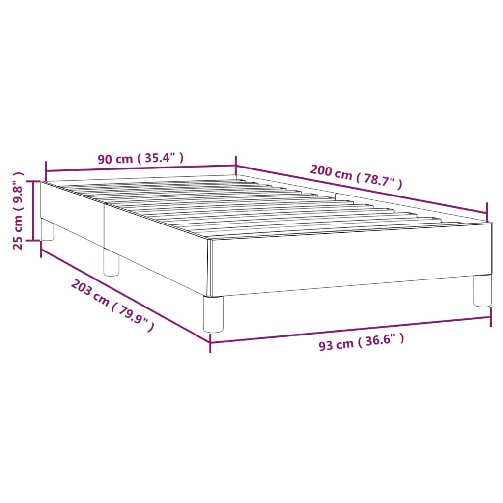 Cadre de lit Noir 90x200 cm Tissu