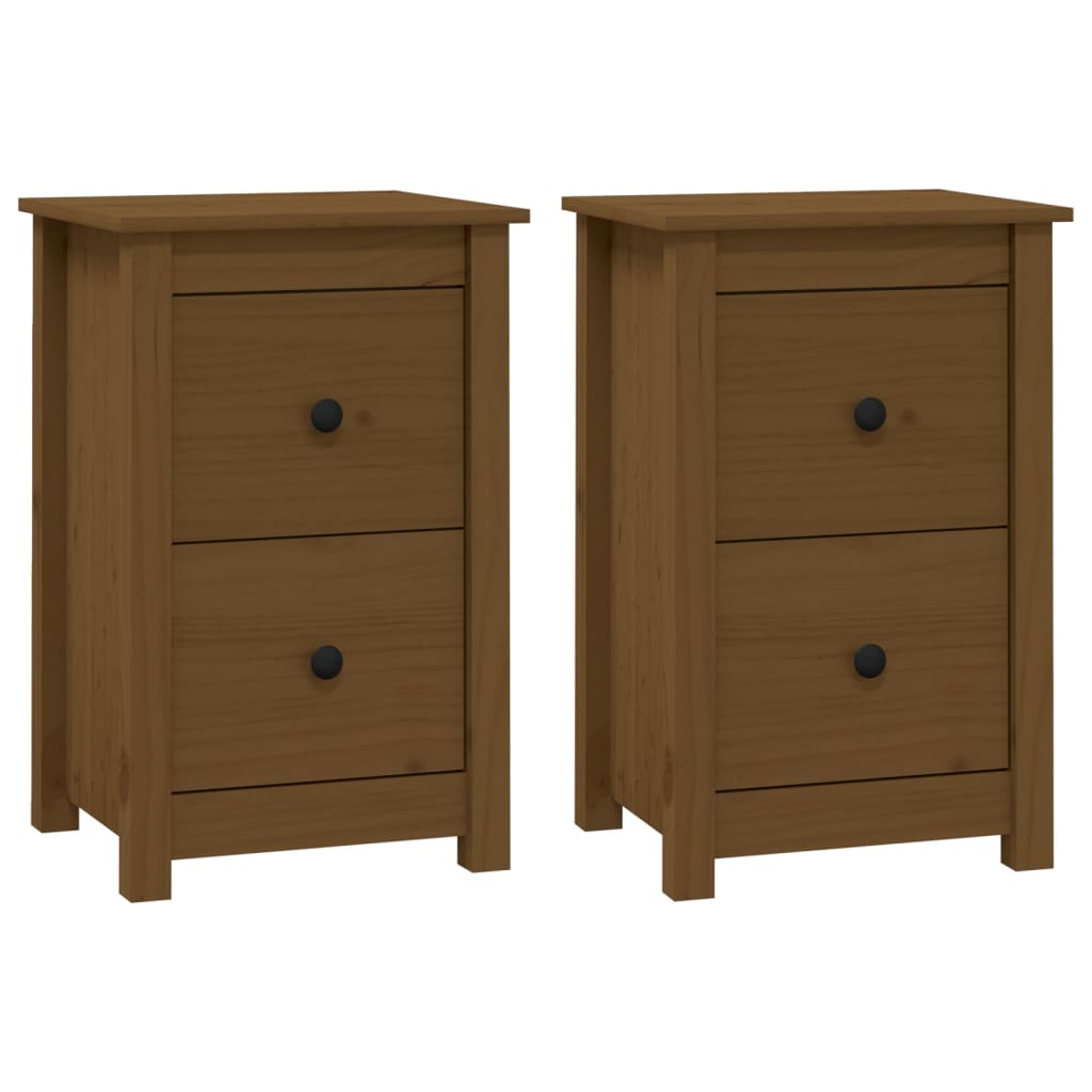 Tables de chevet 2pcs Marron miel 40x35x61,5 cm Bois pin massif