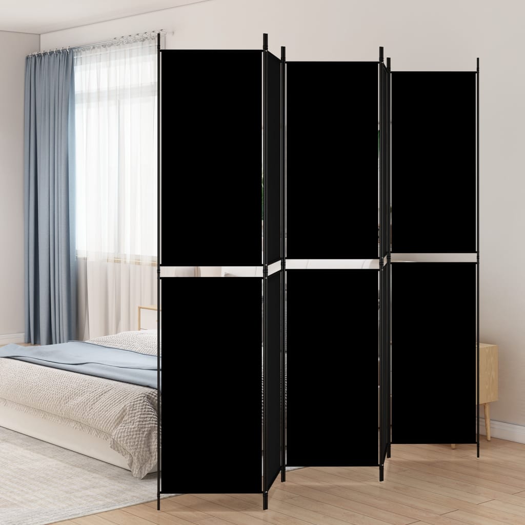 Cloison de séparation 5 panneaux Noir 250x220 cm Tissu