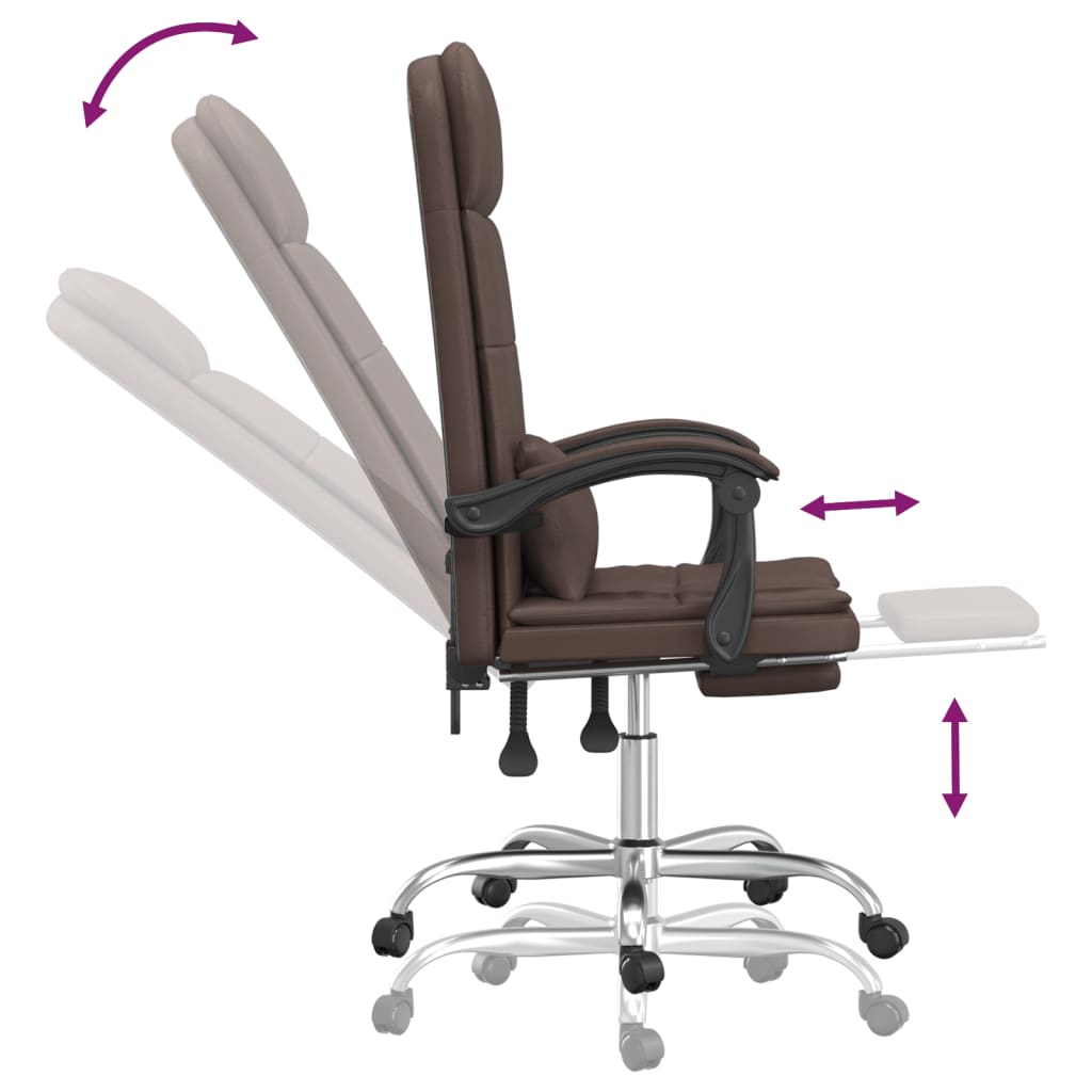 Fauteuil de massage inclinable de bureau Marron Similicuir
