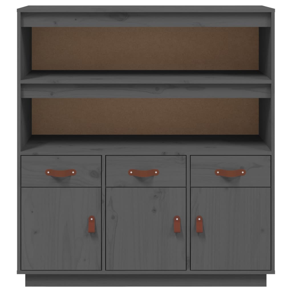 Buffet haut Gris 100x40x108,5 cm Bois massif de pin