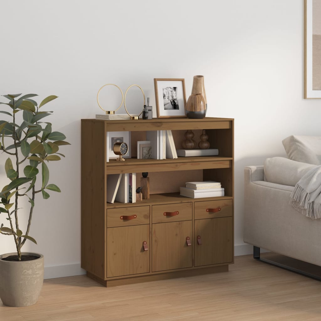 Buffet haut Marron miel 100x40x108,5 cm Bois massif de pin
