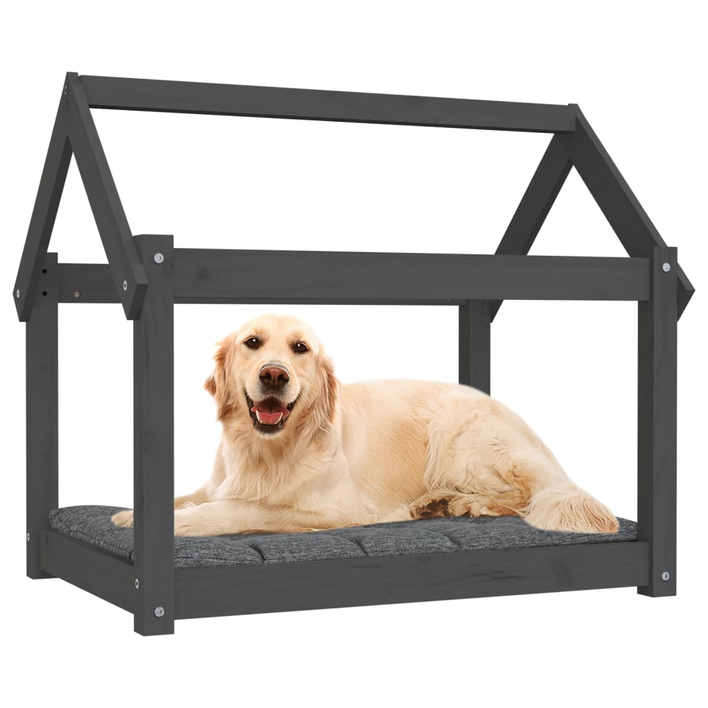 Lit pour chien Gris 81x60x70 cm Bois de pin solide