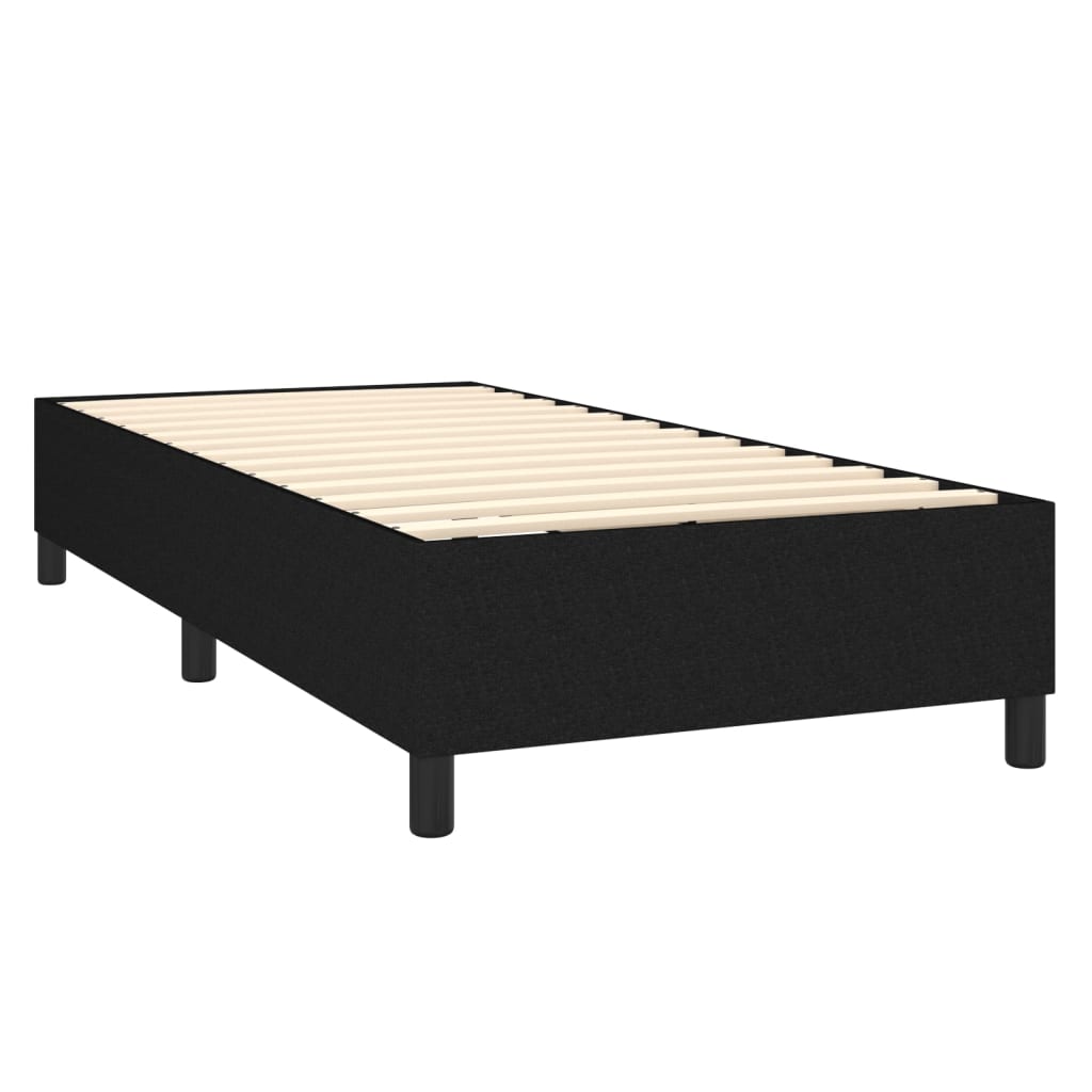 Sommier à ressorts de lit Noir 90x200 cm Tissu