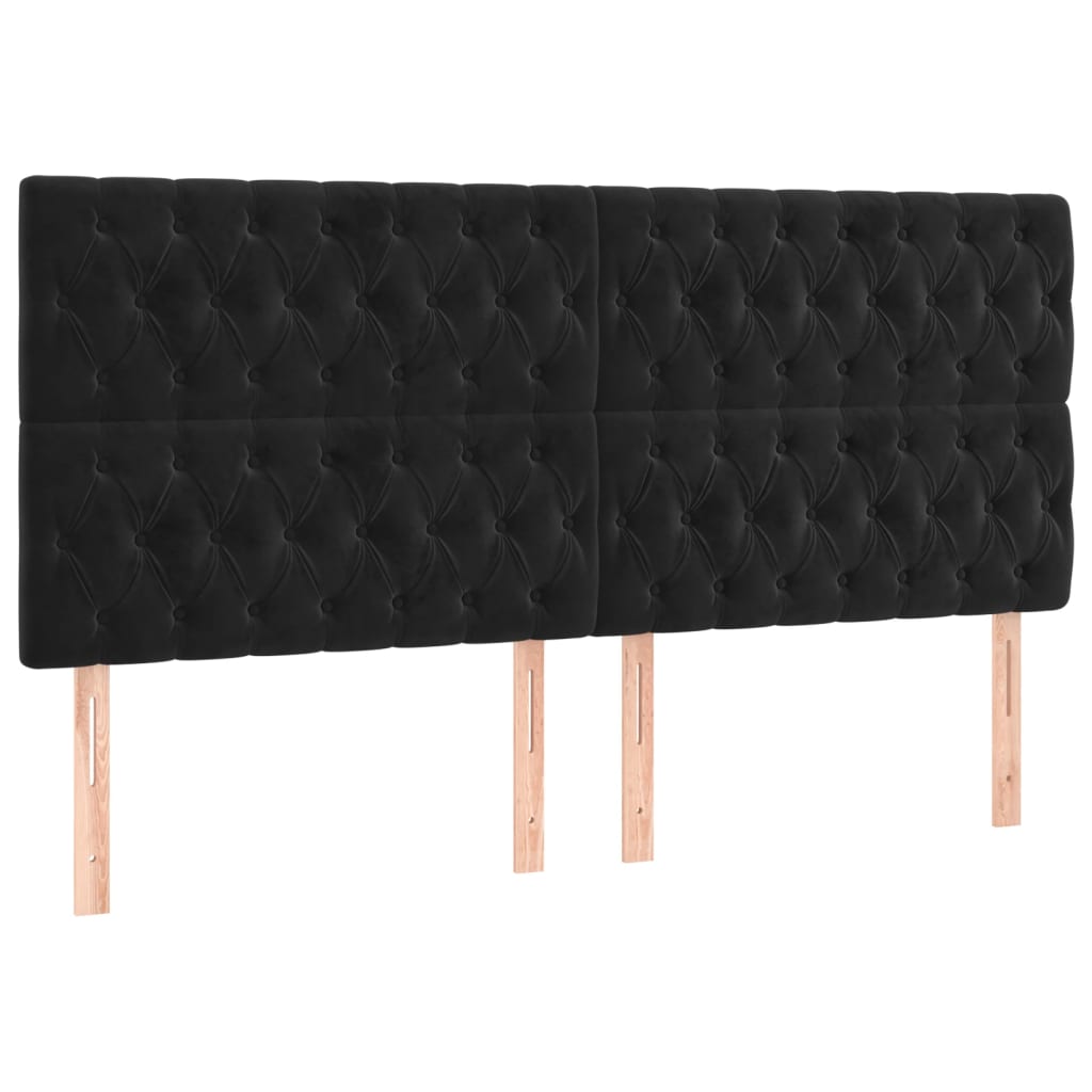 Tête de lit à LED Noir 200x7x118/128 cm Velours