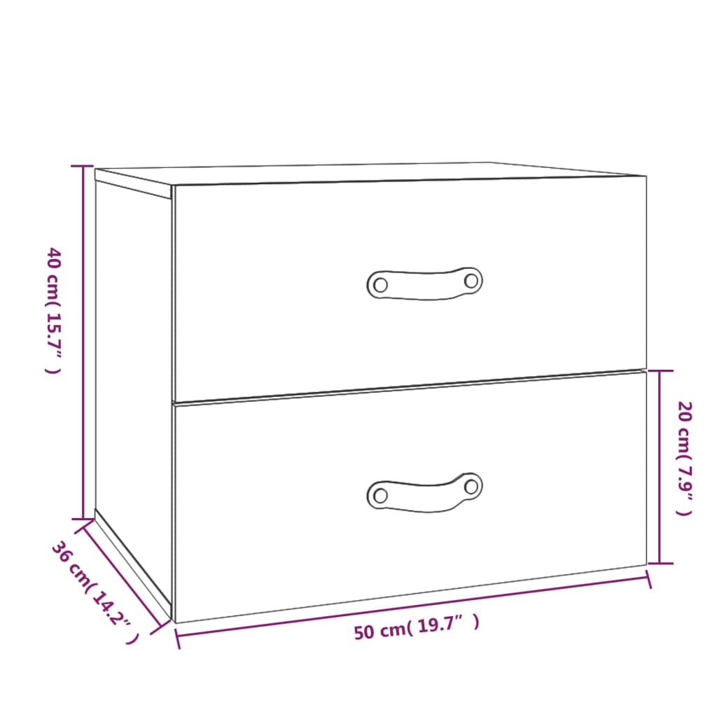 Tables de chevet murales 2 pcs Blanc 50x36x40 cm