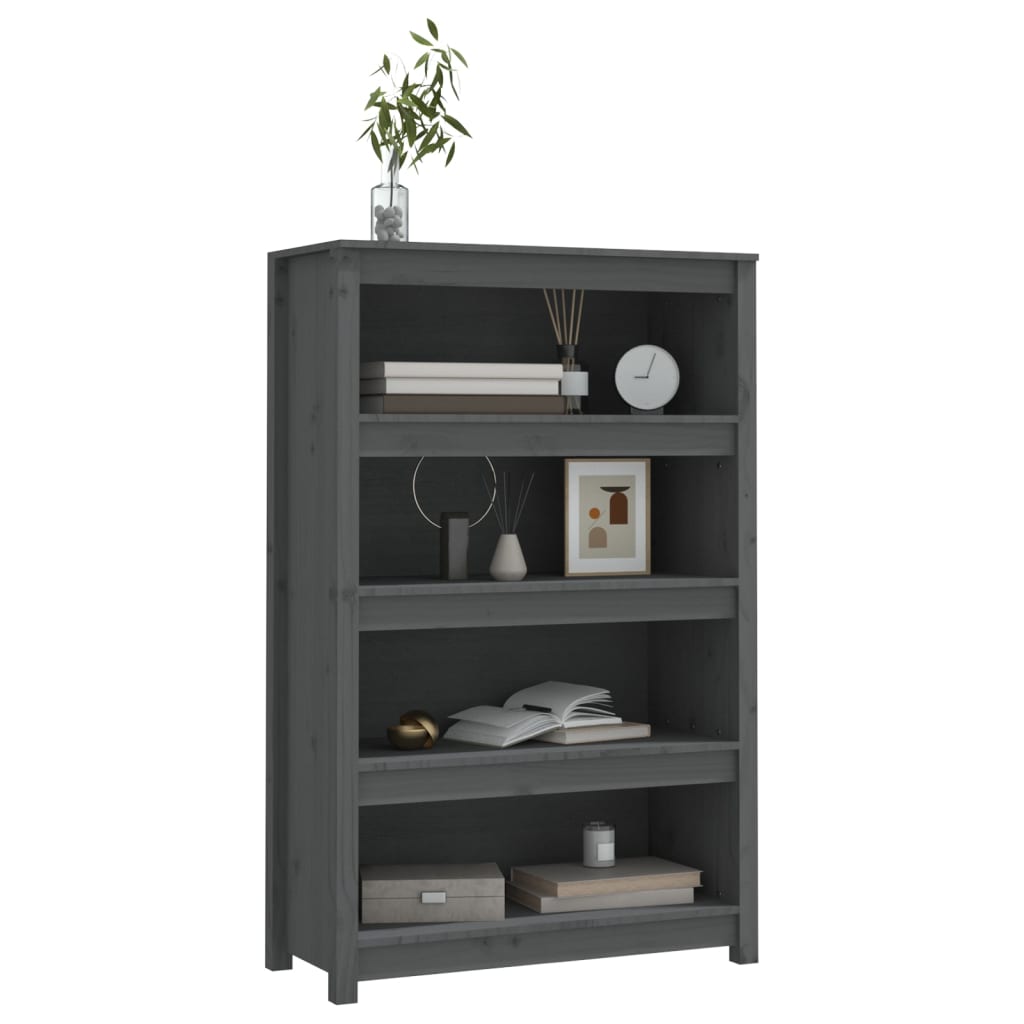 Bibliothèque Gris 80x35x126 cm Bois de pin massif