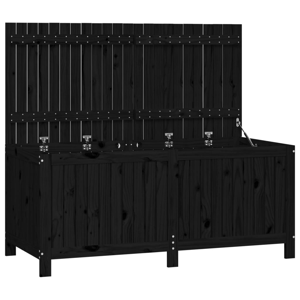 Boîte de rangement de jardin Noir 147x68x64 cm Bois massif pin