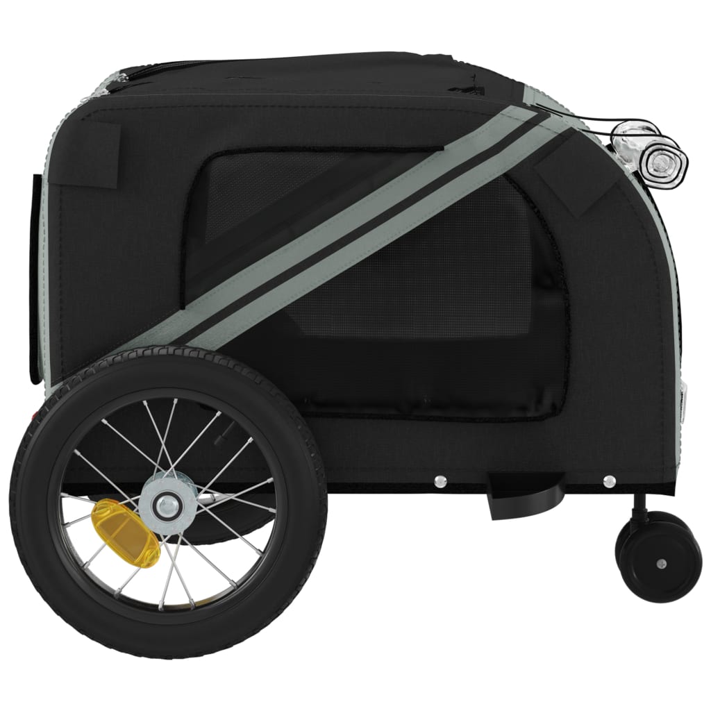 Remorque de vélo pour chien gris et noir tissu oxford et fer