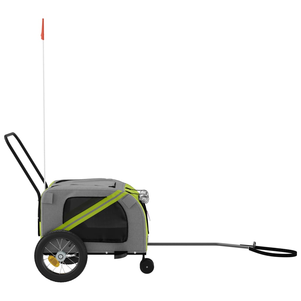 Remorque de vélo pour chien vert et noir tissu oxford et fer