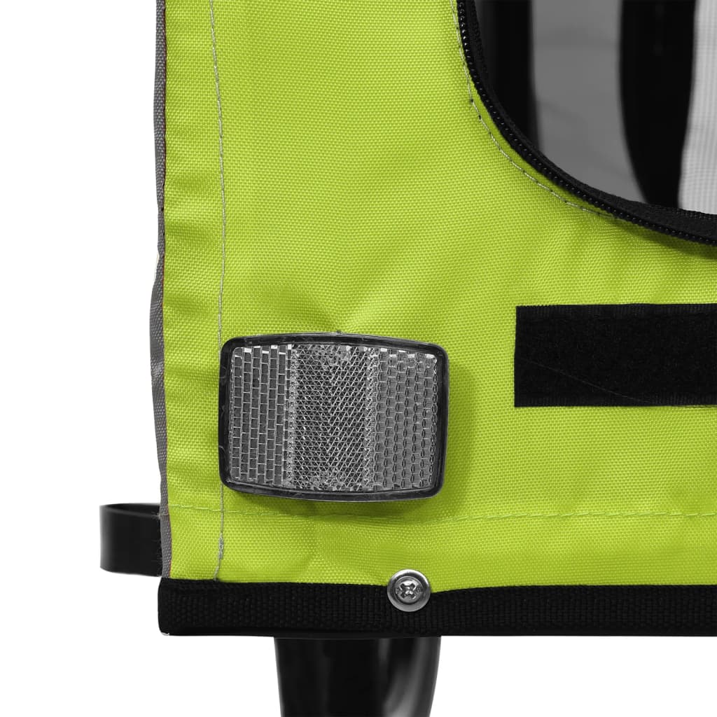 Remorque de vélo pour chien vert et noir tissu oxford et fer