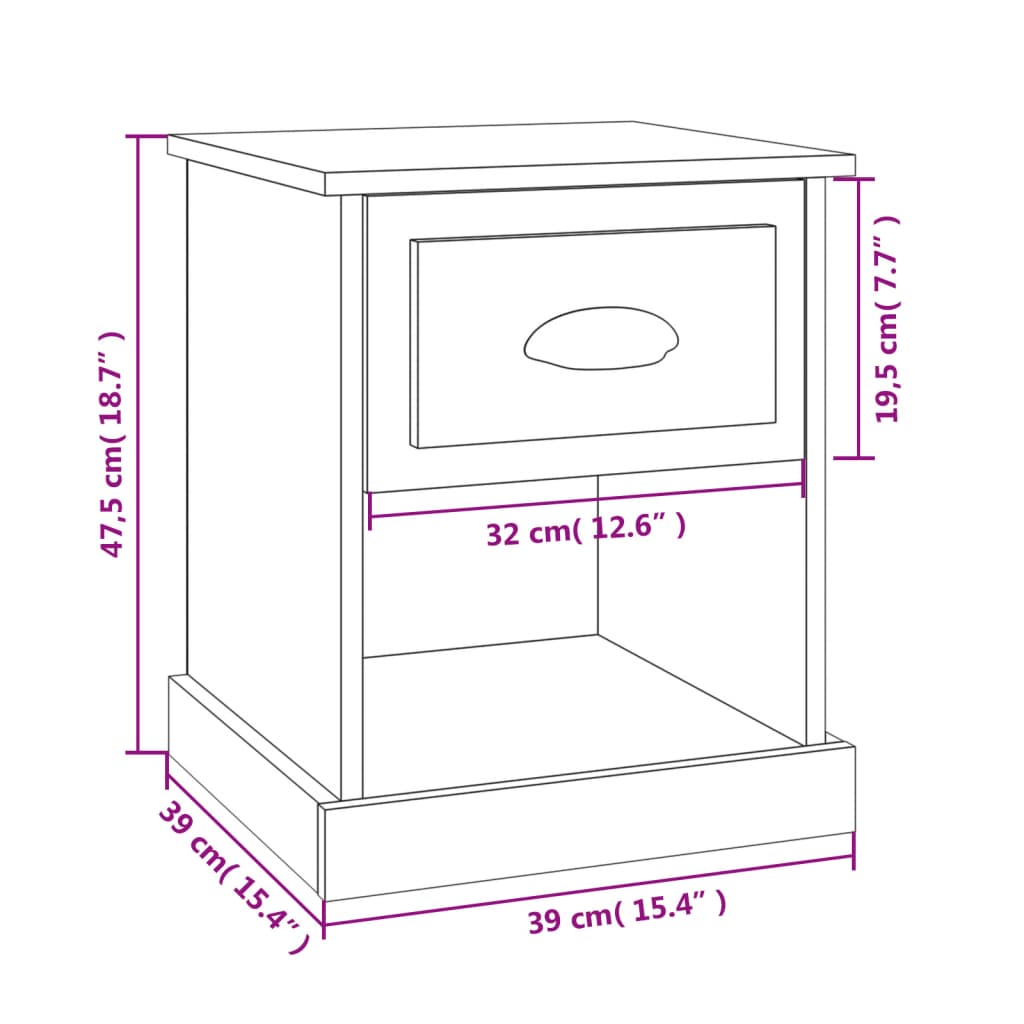 Tables de chevet 2 pcs blanc 39x39x47,5 cm bois d'ingénierie