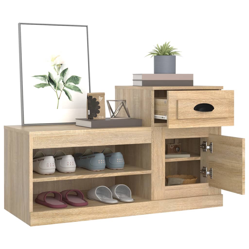 Armoire à chaussures chêne sonoma 100x42x60cm bois d'ingénierie