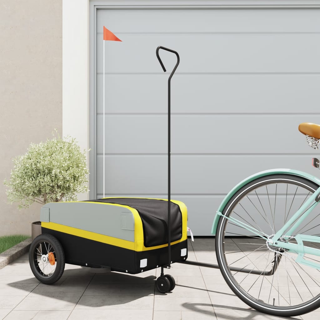 Remorque de vélo noir et jaune 30 kg fer