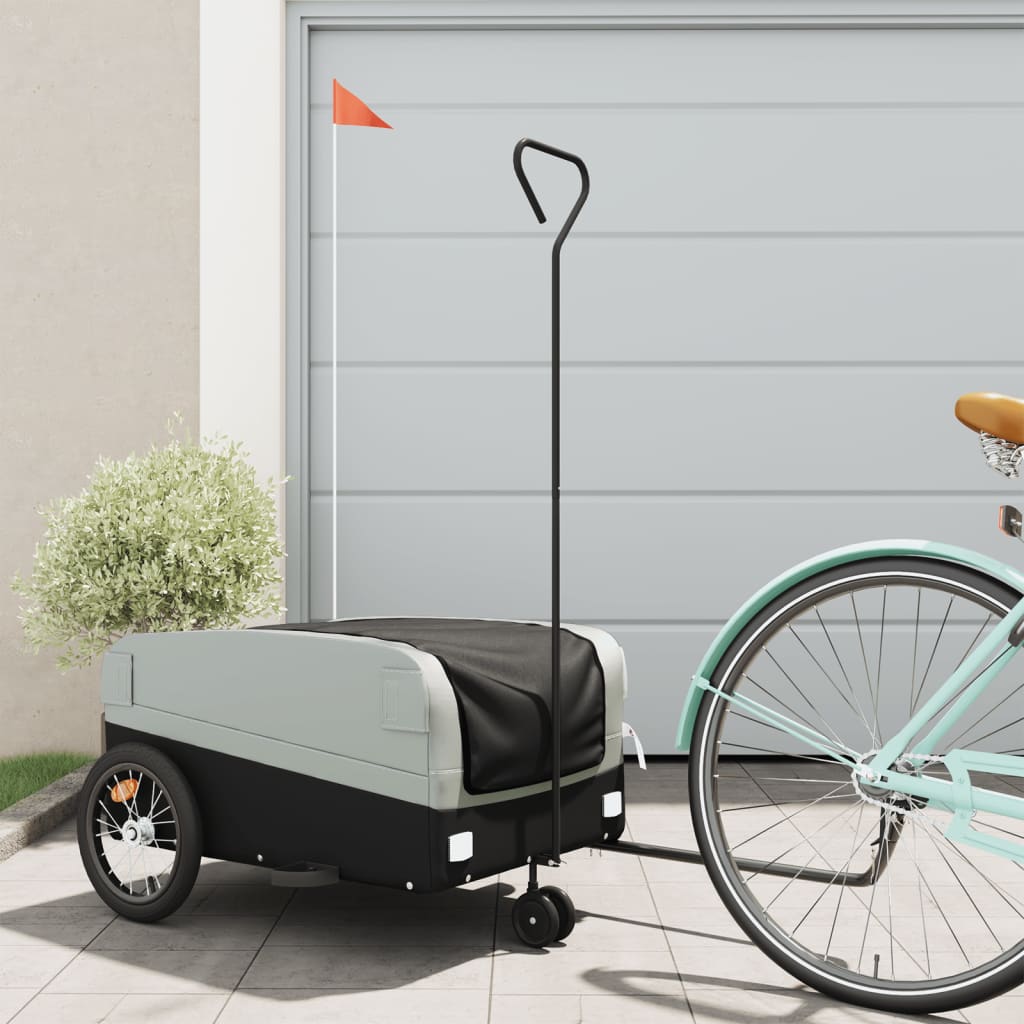 Remorque de vélo noir et gris 45 kg fer