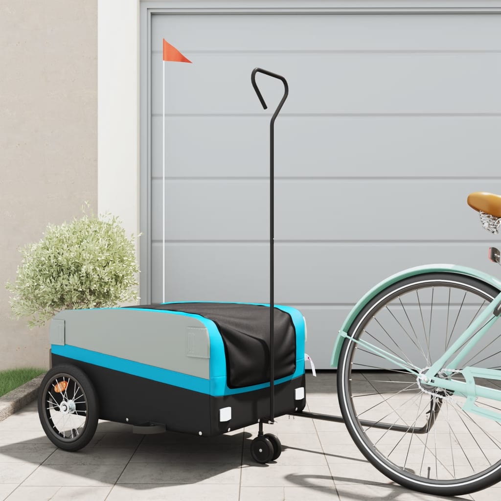 Remorque de vélo noir et bleu 45 kg fer