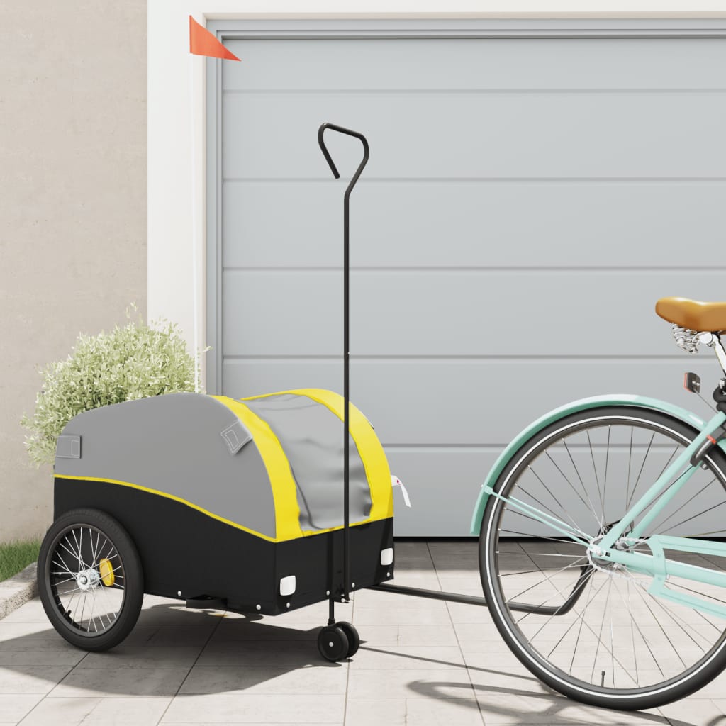Remorque de vélo noir et jaune 45 kg fer