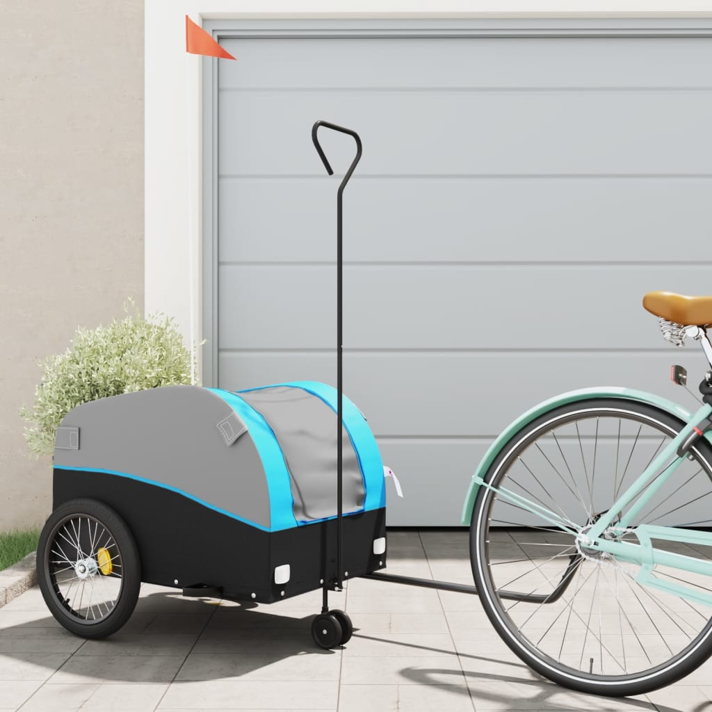 Remorque de vélo noir et bleu 45 kg fer