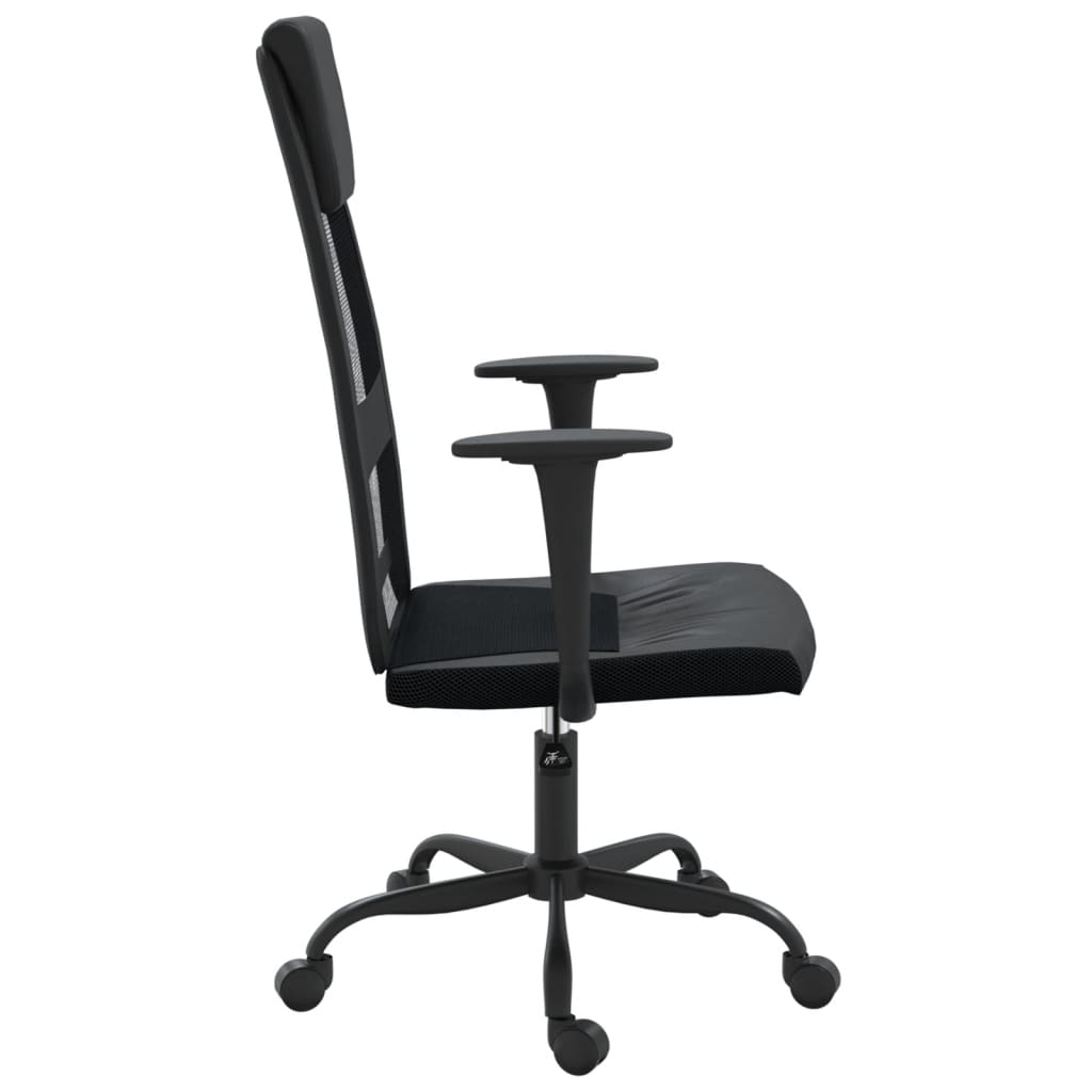 Chaise de bureau noir tissu en maille et similicuir