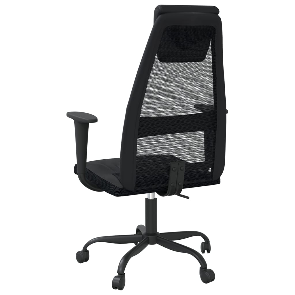 Chaise de bureau noir tissu en maille et similicuir