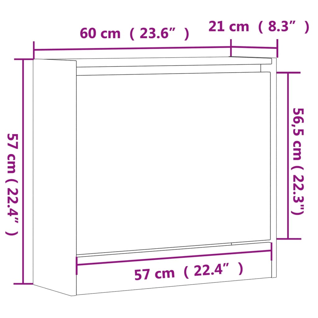 Armoire à chaussures chêne sonoma 60x21x57 cm bois d'ingénierie