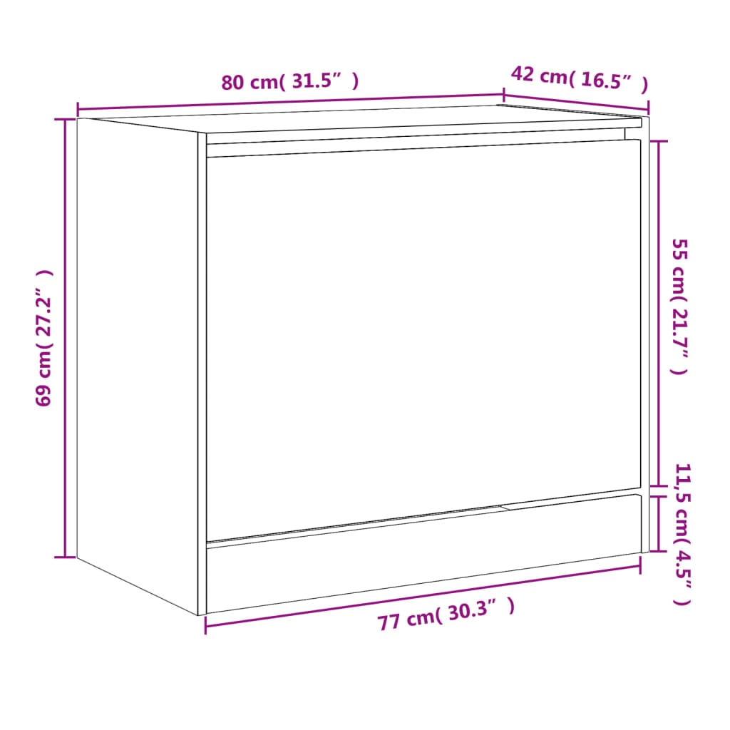 Armoire à chaussures chêne sonoma 80x42x69 cm bois d'ingénierie